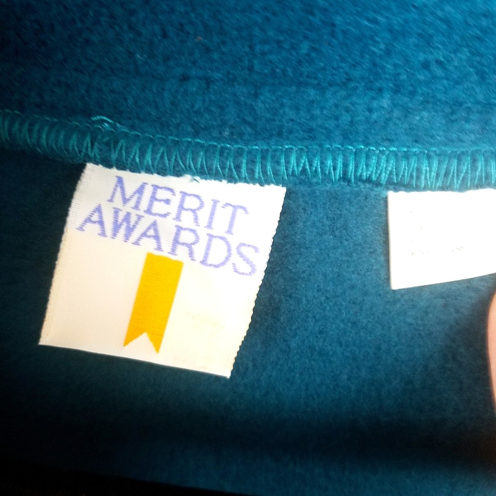 Merit Awards Teal‎ Fleece Quarter Zip Pullover Men's L Warm Casual Outdoors - Picture 5 of 7